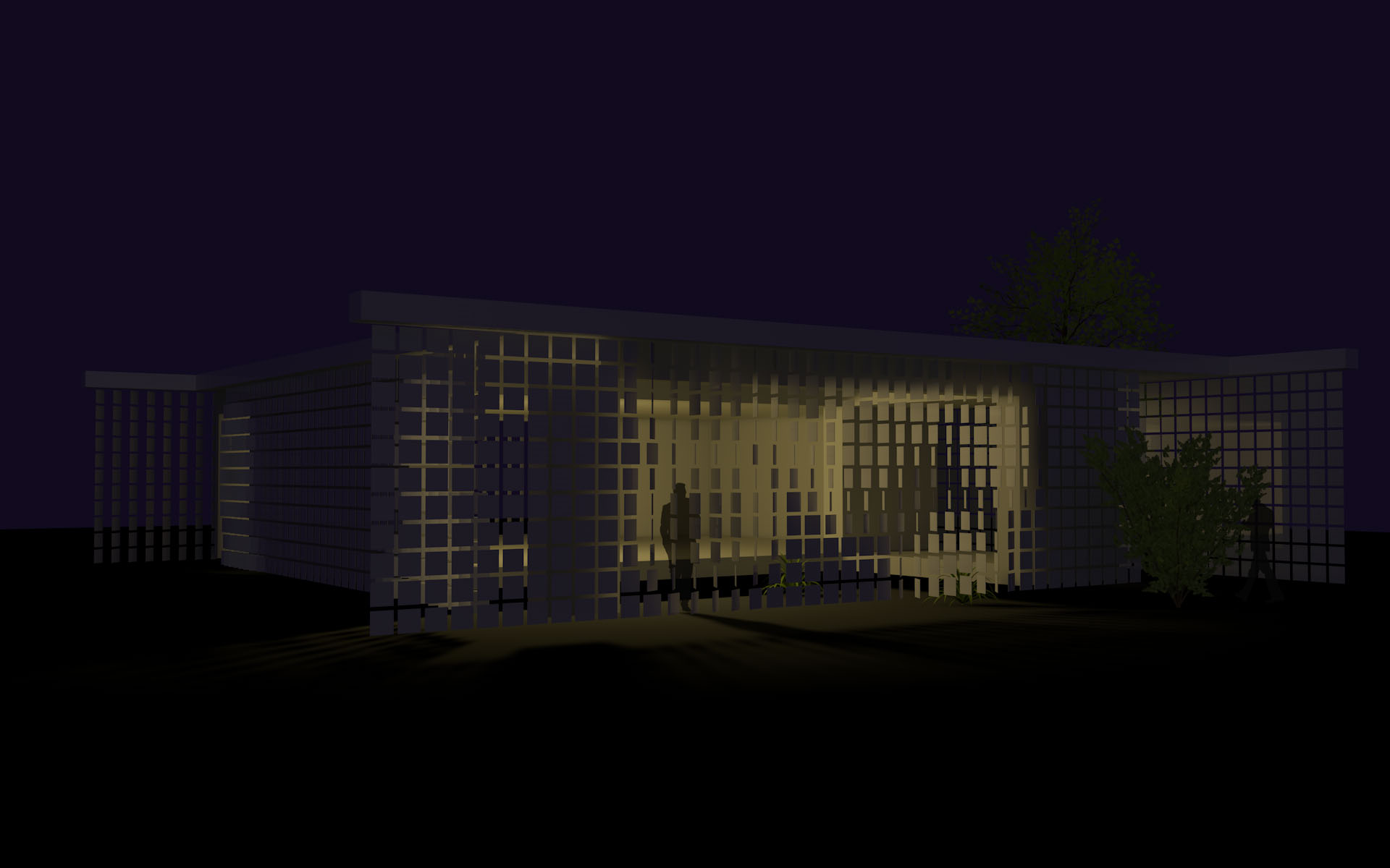 Night-time rendering of the facade concept