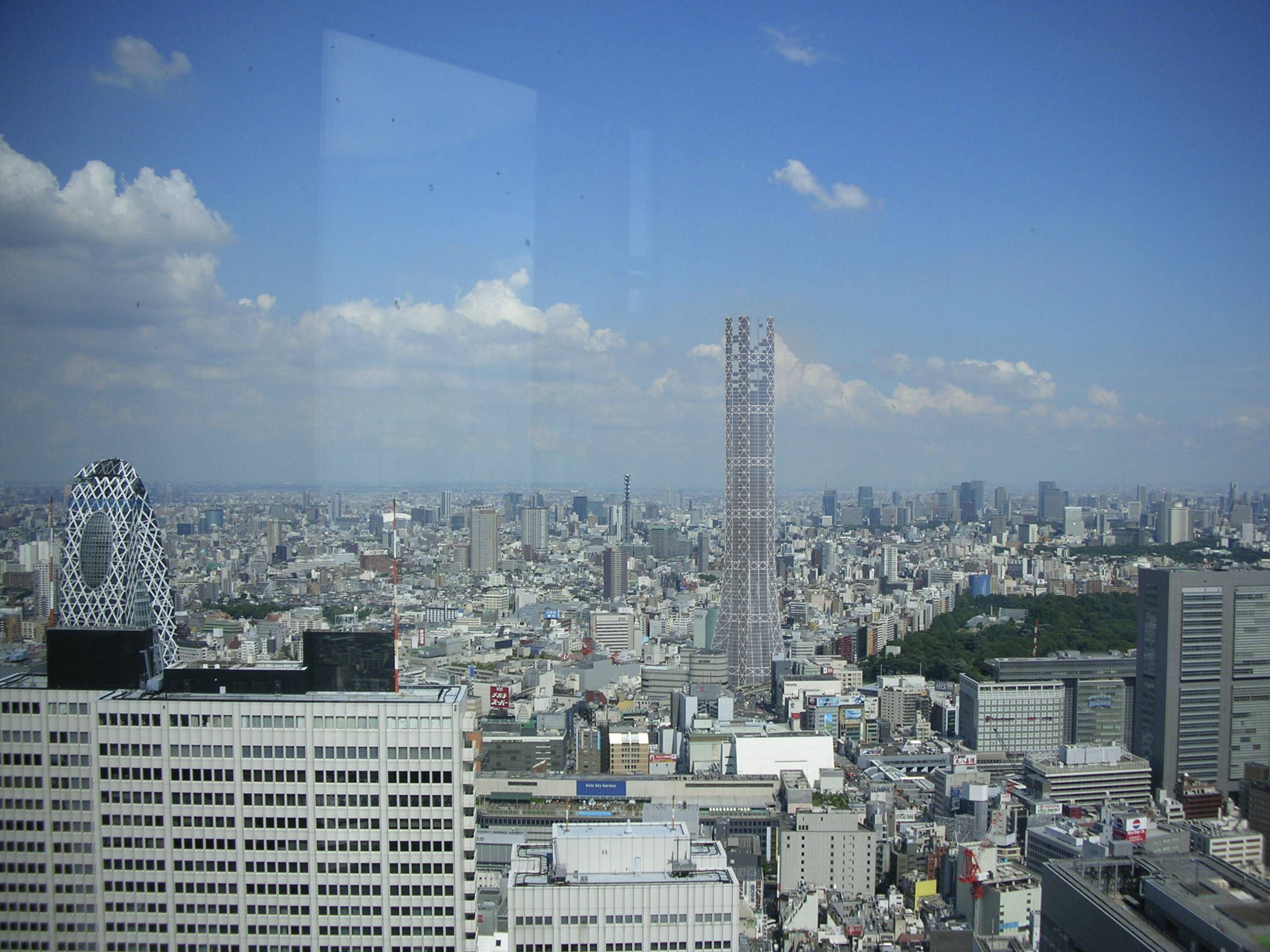 Rendering of the tower at a possible location at Shinju-ku Tokyo