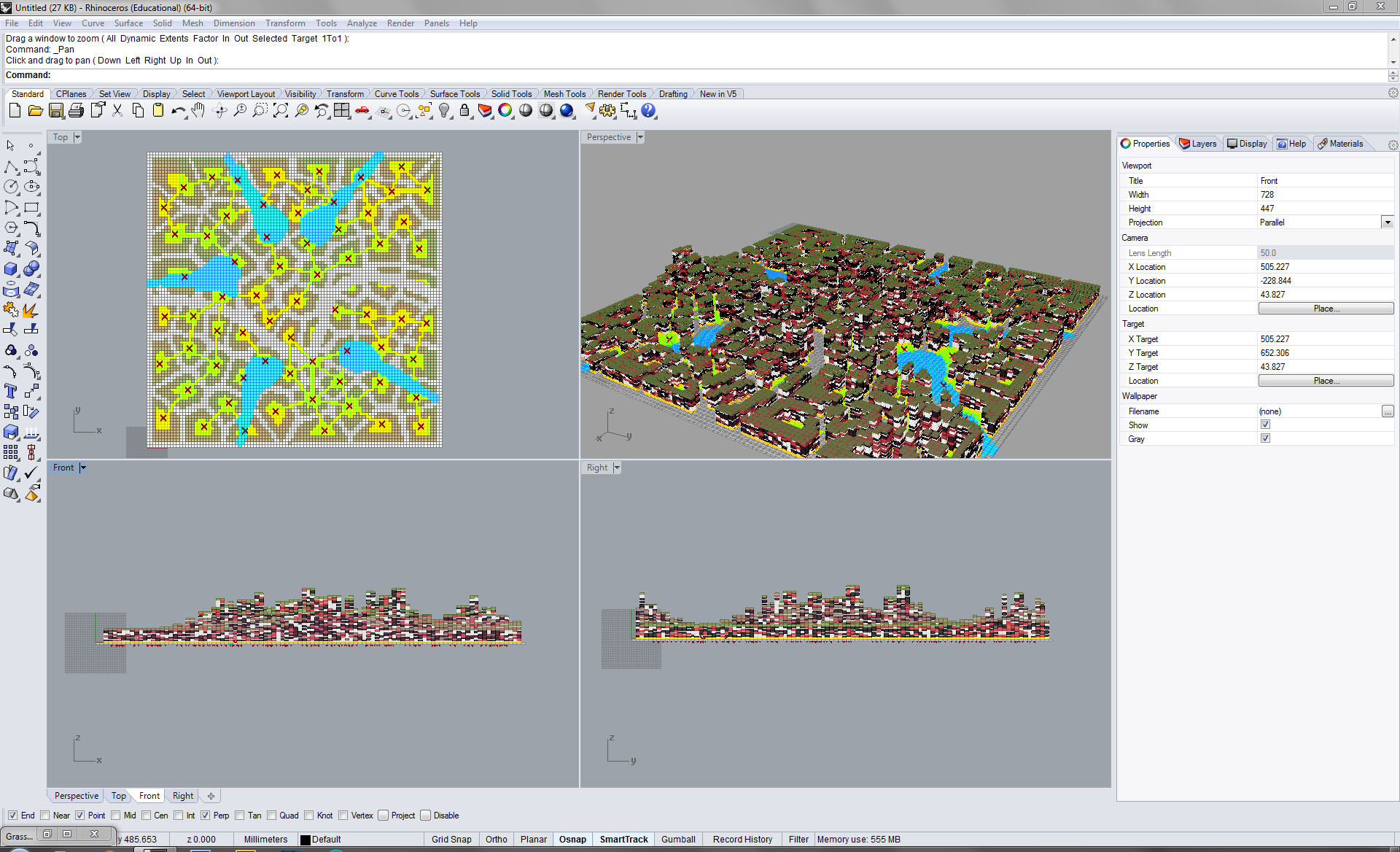 Developing the city in rhino 3d